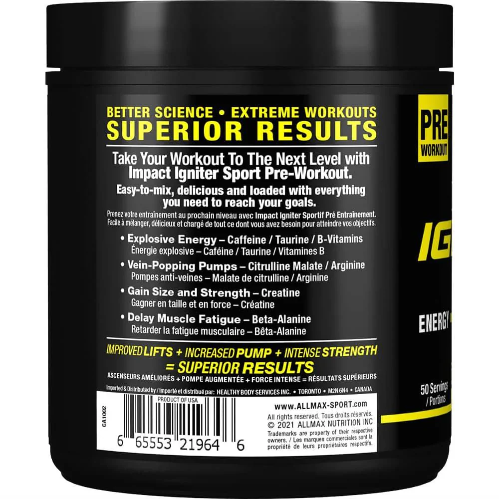 Allmax Impact Igniter SPORT Pre-Workout (50 servings) - Image 4